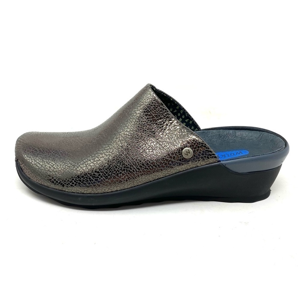 Wolky Go Leather Slingback Comfort Clogs Dark Gray